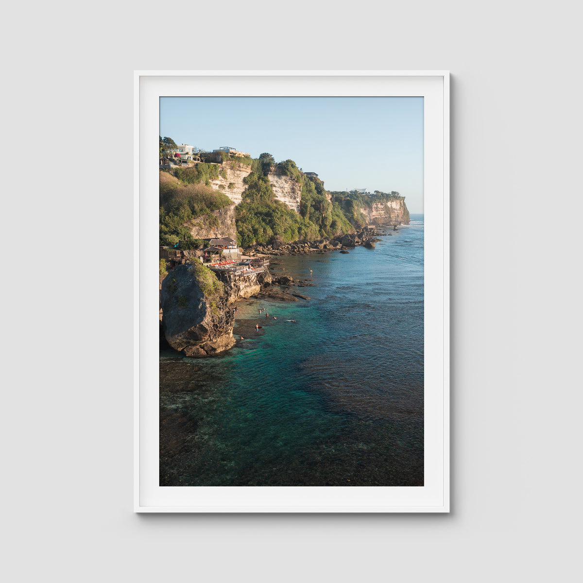 Uluwatu Coastline - Art Print - Traditional Frame - White - Portrait