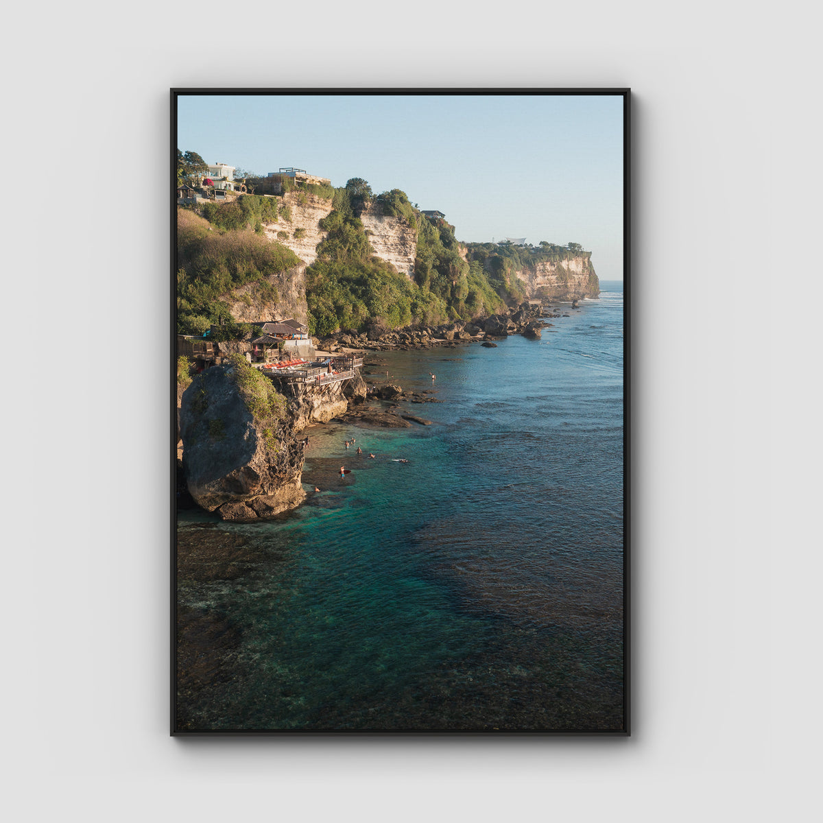Uluwatu Coastline - Art Print - Float Frame Canvas - Black - Portrait