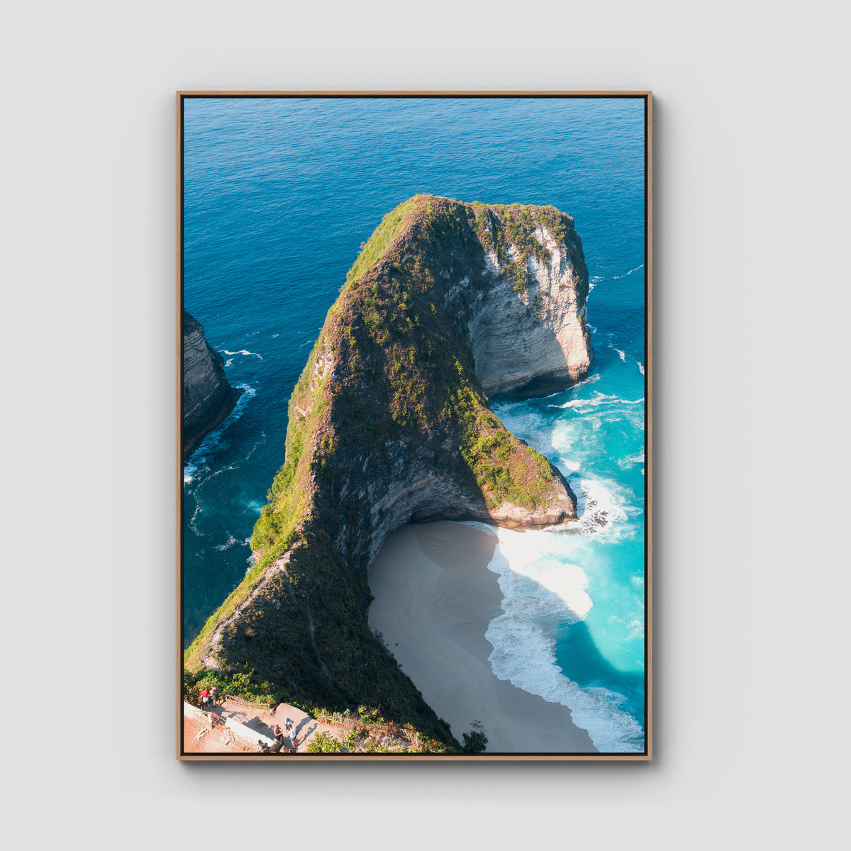 Kelingking - T-Rex - Art Print - Float Frame Canvas - Raw Oak - Portrait