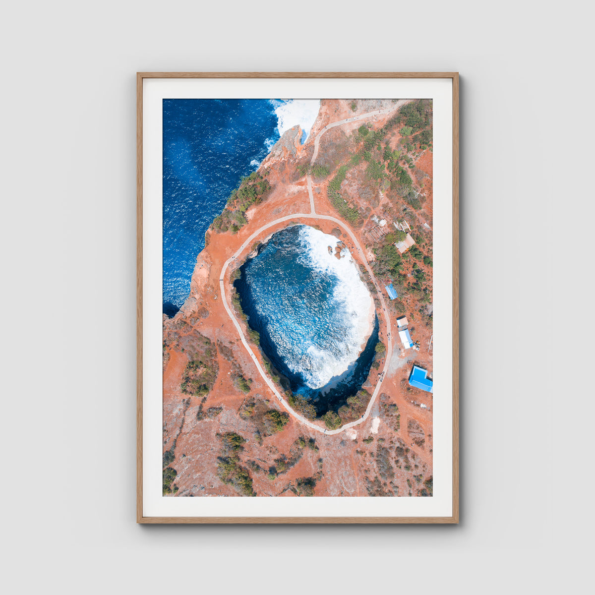 Broken Beach ii - Nusa Penida - Art Print - Traditional Frame - Raw Oak - Portrait