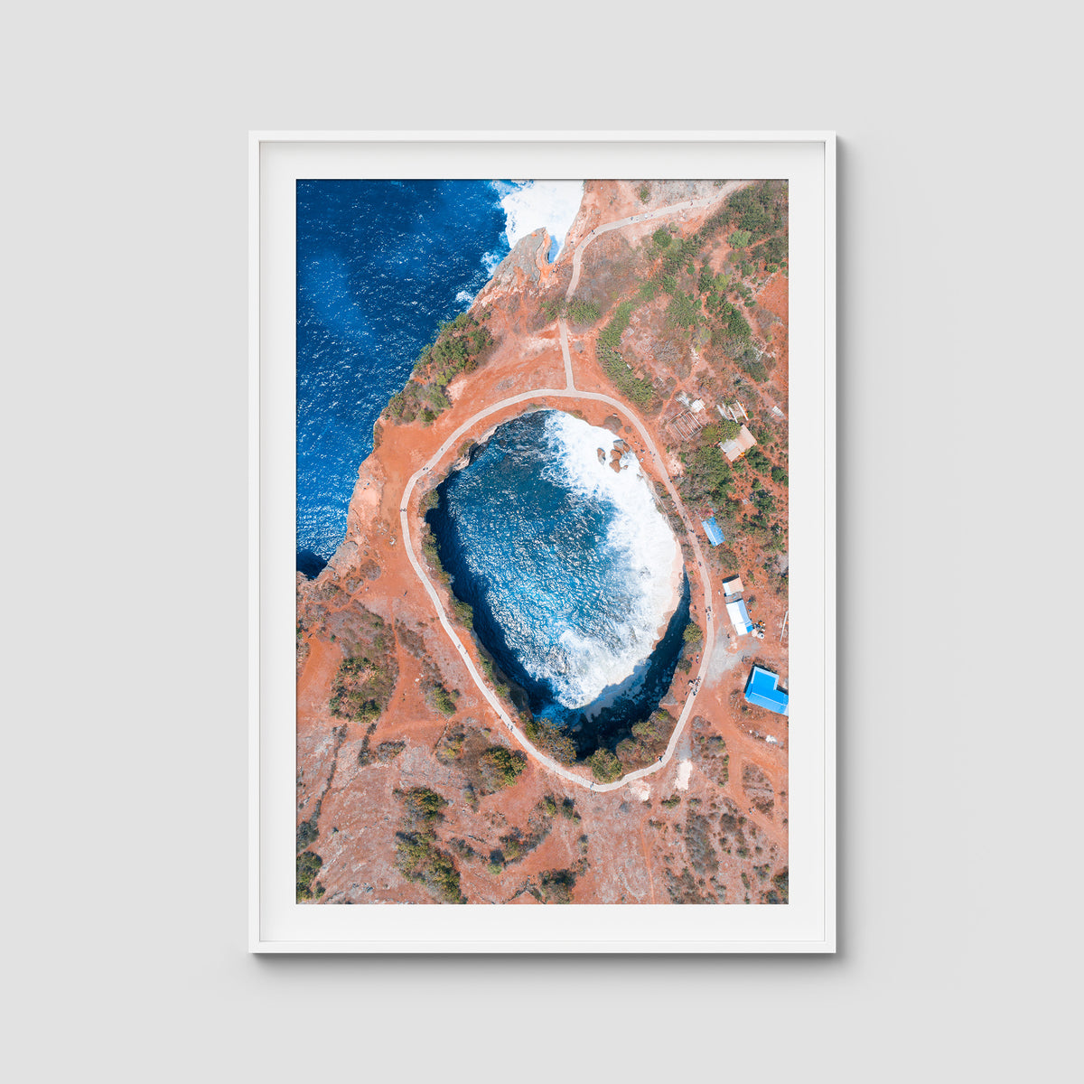 Broken Beach ii - Nusa Penida - Art Print - Traditional Frame - White - Portrait