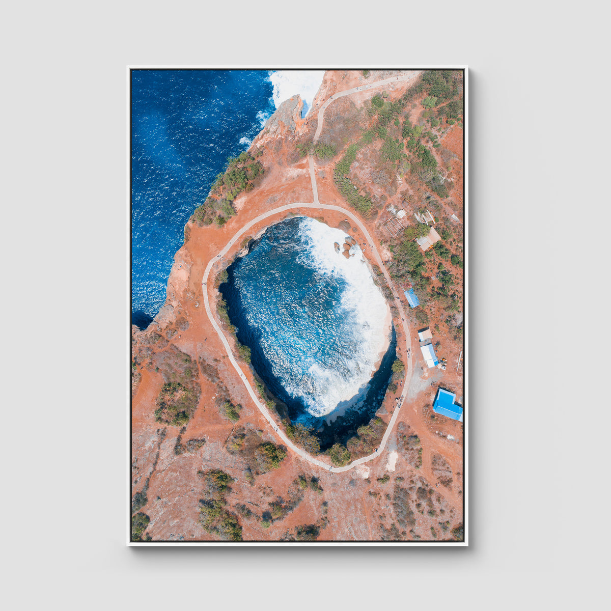 Broken Beach ii - Nusa Penida - Art Print - Float Frame Canvas - White - Portrait