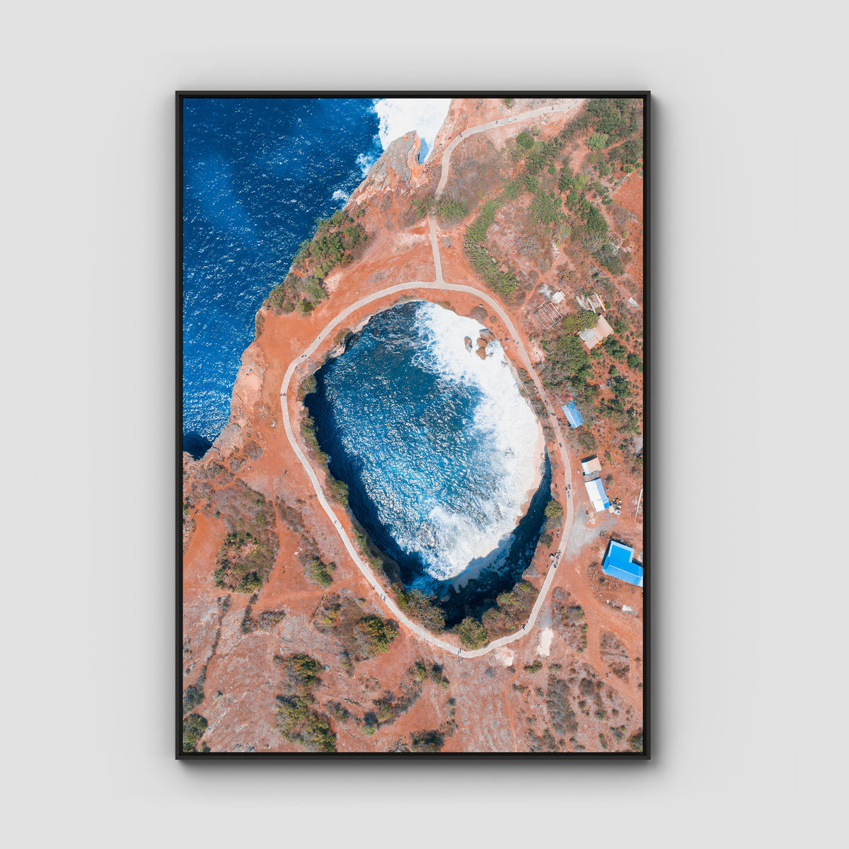 Broken Beach ii - Nusa Penida - Art Print - Float Frame Canvas - Black - Portrait