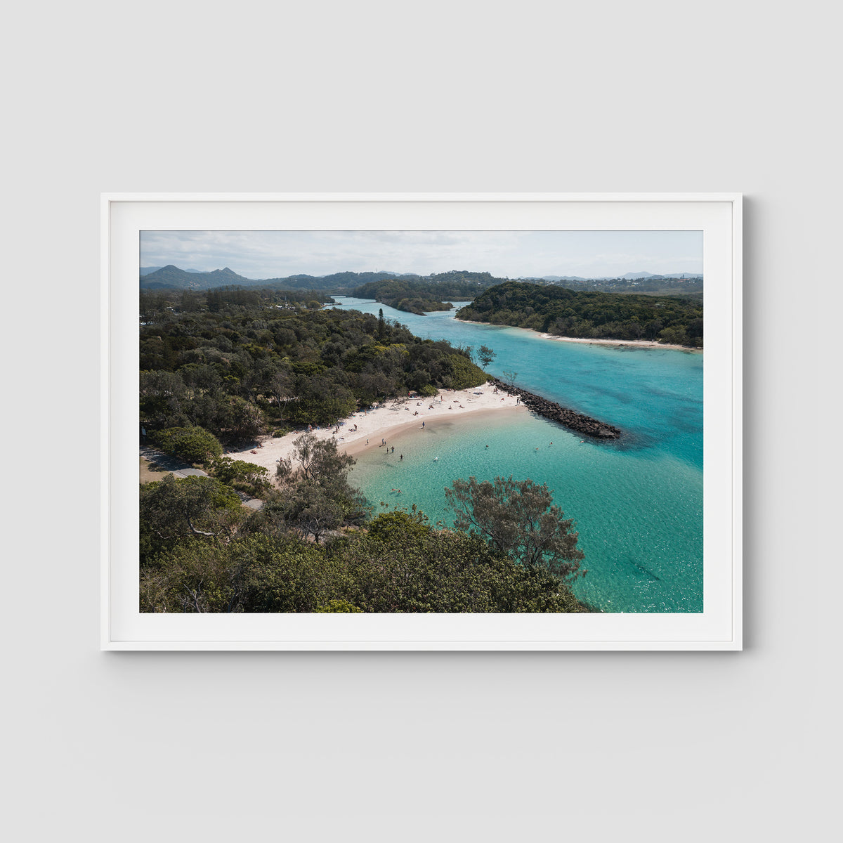 Torakina Beach Aerial  - Brunswick Heads - Fine Art Print - Traditional Frame - White - Landscape
