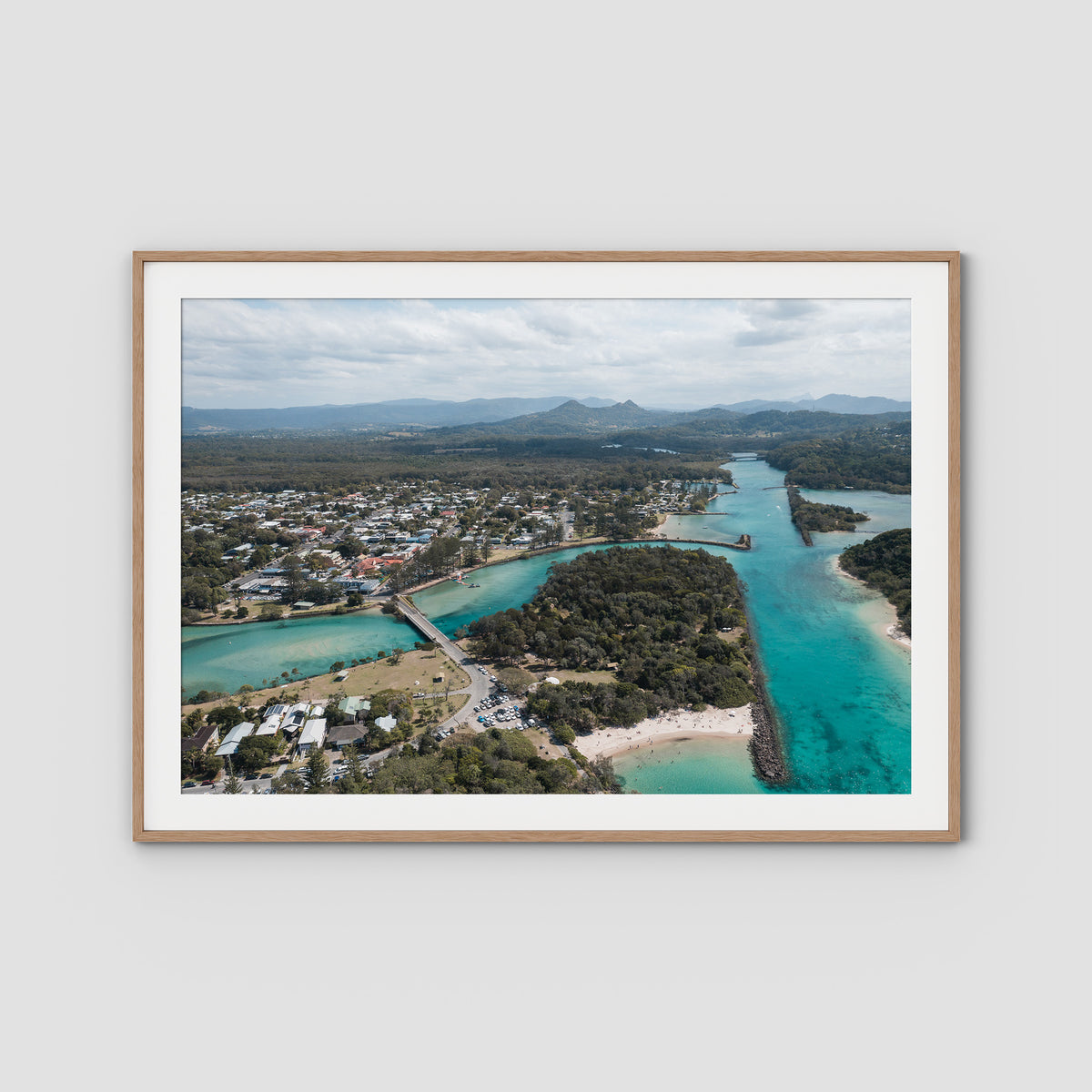 Brunswick From Above - Fine Art Print - Traditional Frame - Raw Oak - Landscape
