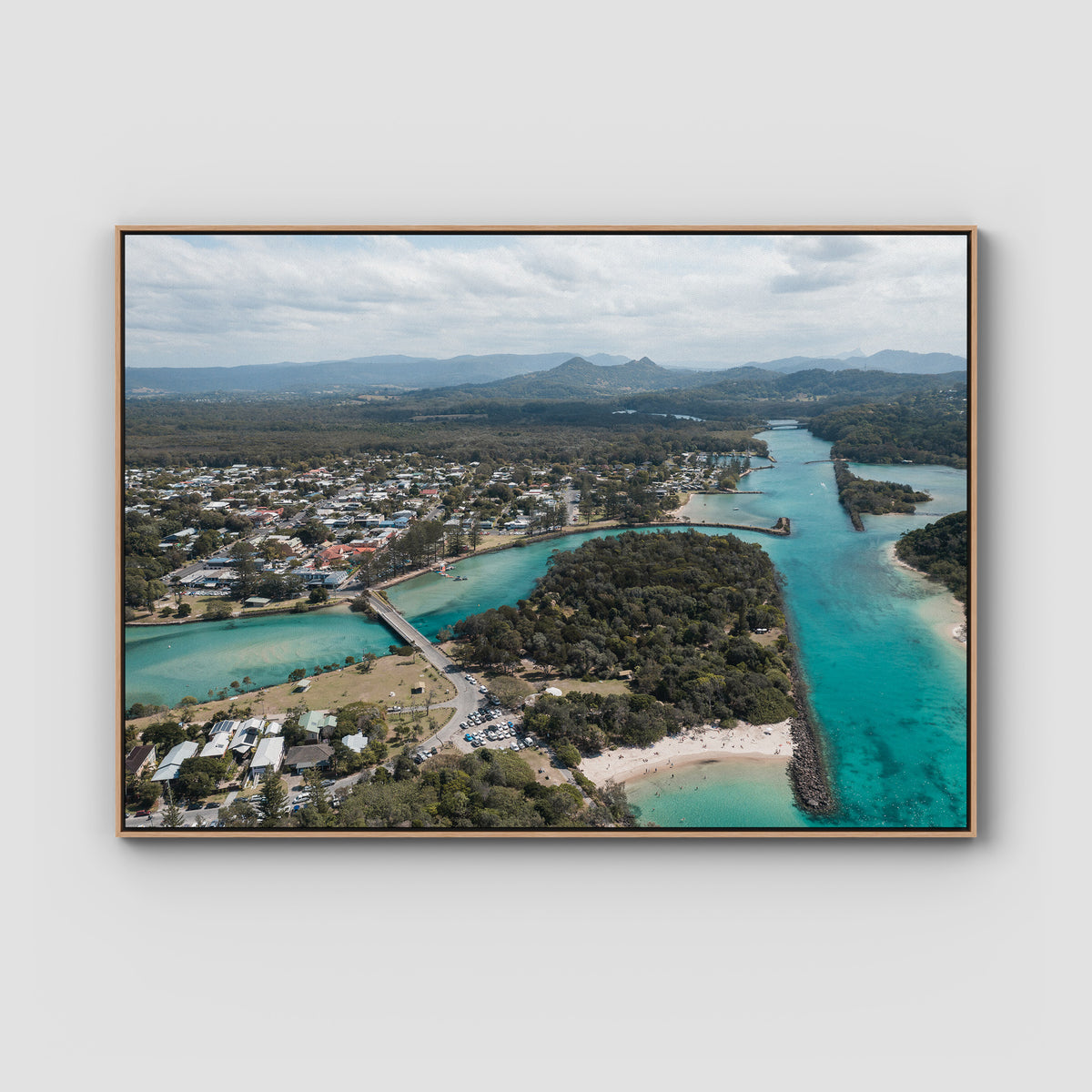Brunswick From Above - Fine Art Print - Float Frame Canvas - Raw Oak - Landscape