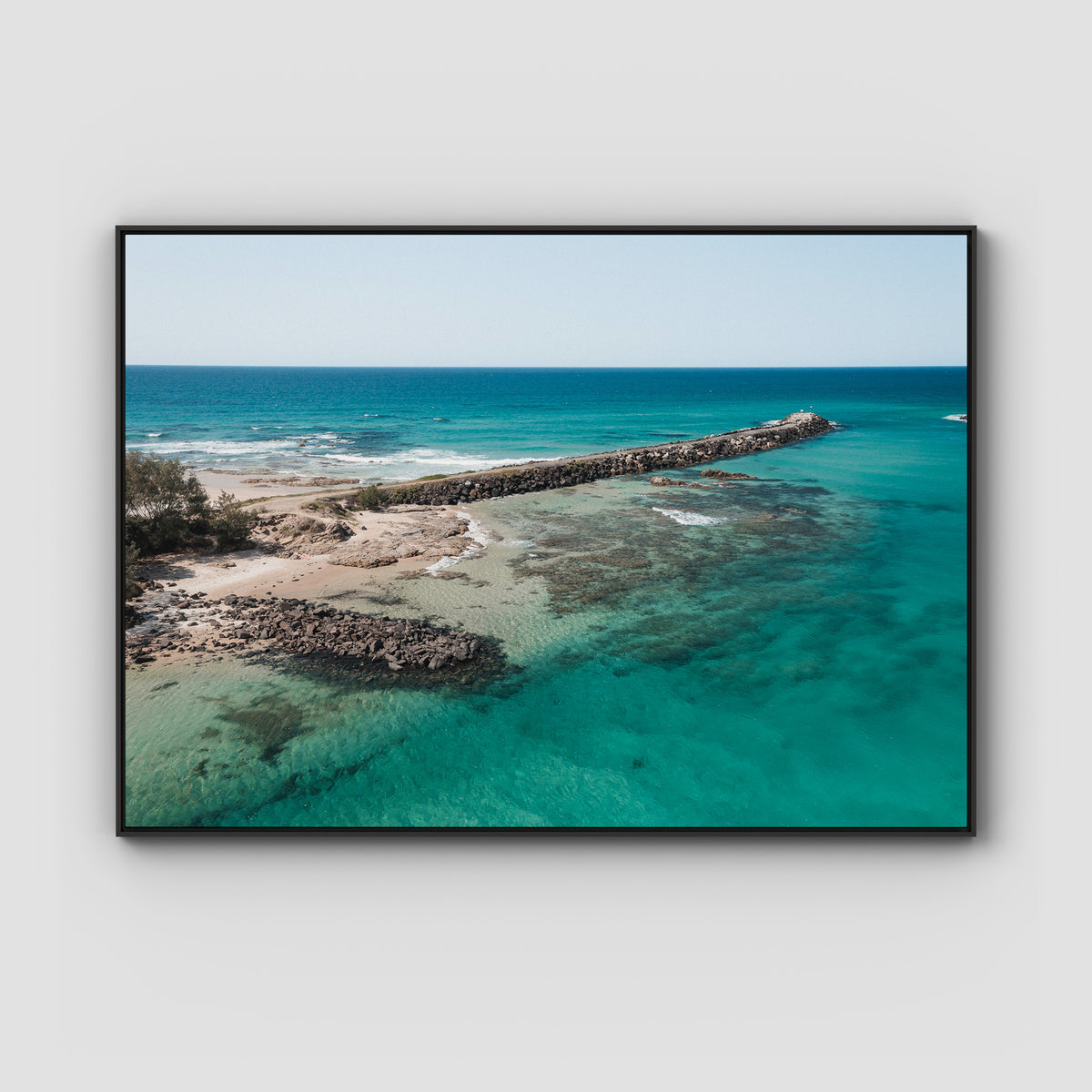 Brunswick Breakwater - Fine Art Print - Float Frame Canvas - Black - Landscape