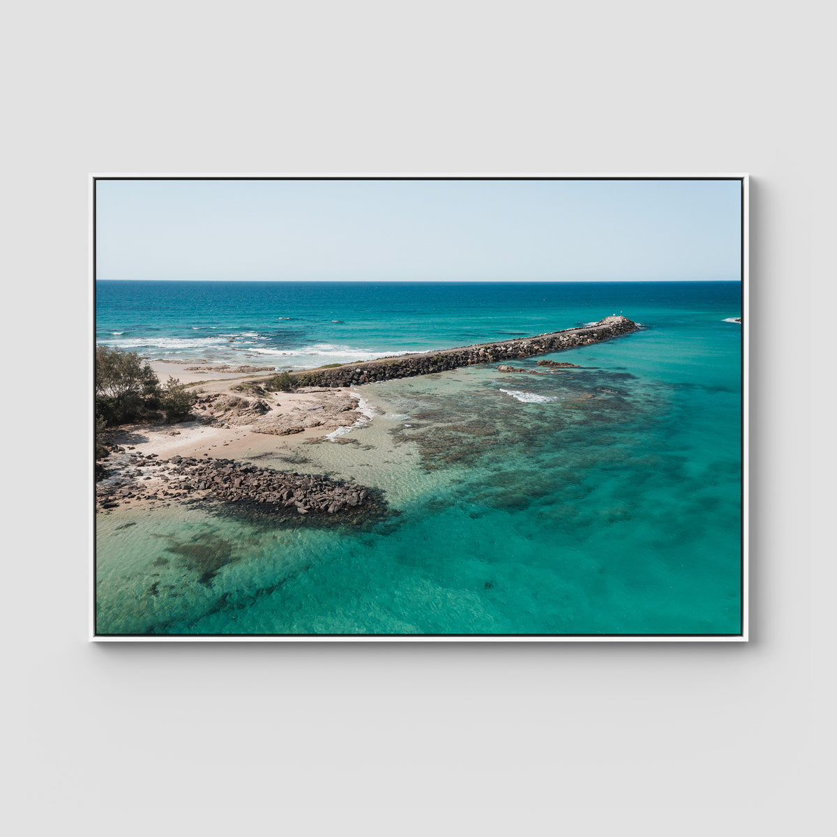 Brunswick Breakwater - Fine Art Print - Float Frame Canvas - White - Landscape