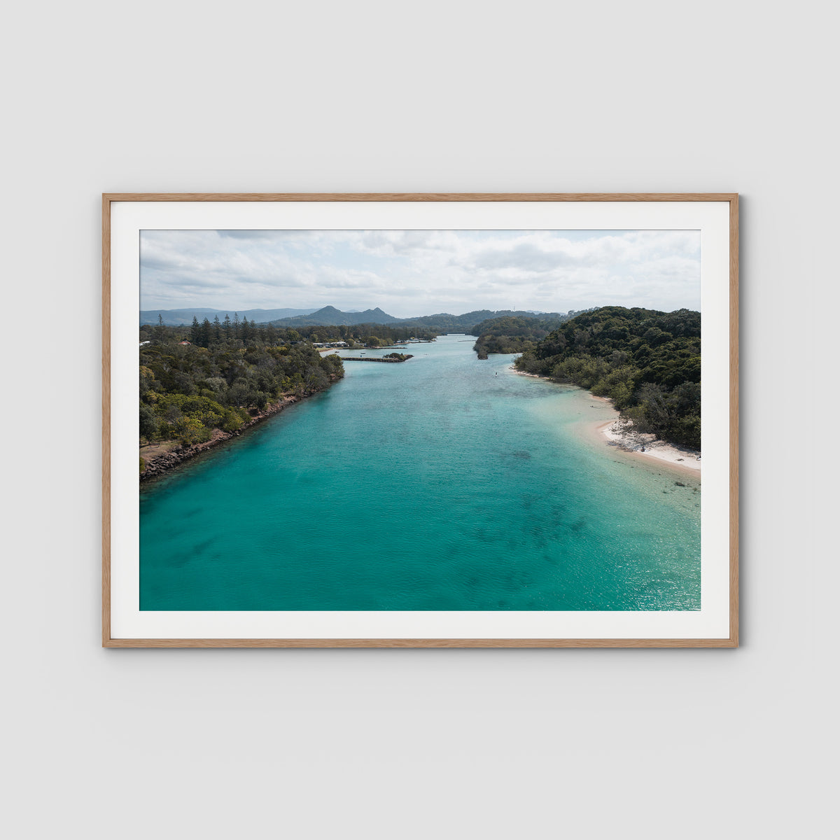 River Calm – Brunswick Heads - Fine Art Print - Traditional Frame - Raw Oak - Landscape