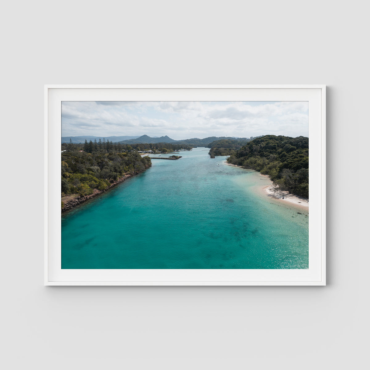 River Calm – Brunswick Heads - Fine Art Print - Traditional Frame - White - Landscape