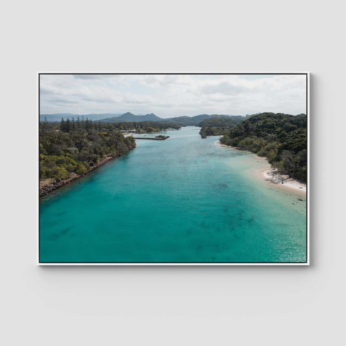 River Calm – Brunswick Heads - Fine Art Print - Float Frame Canvas - White - Landscape