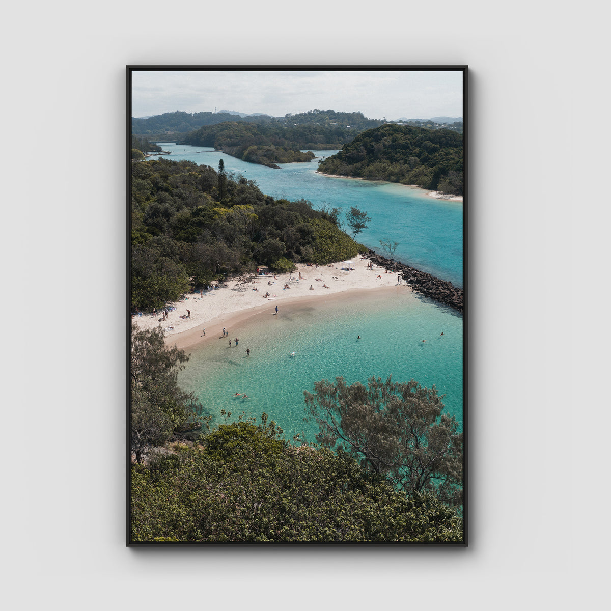 Torakina Beach Aerial  - Brunswick Heads - Fine Art Print - Float Frame Canvas - Black - Portrait