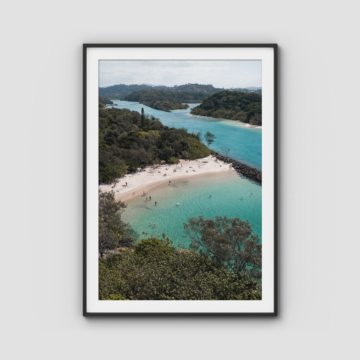 Torakina Beach Aerial  - Brunswick Heads - Fine Art Print - Traditional Frame - Black - Portrait
