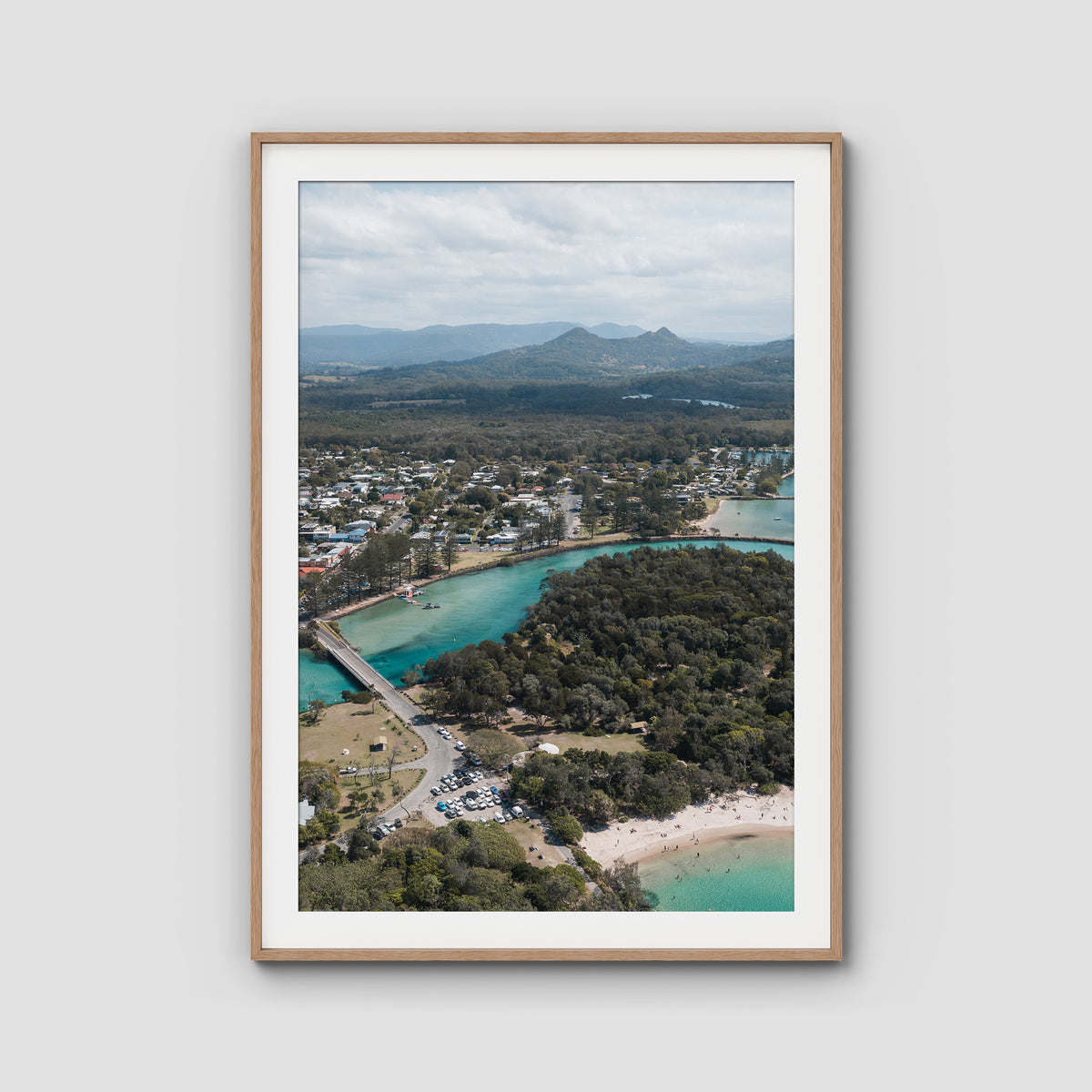 Brunswick From Above - Fine Art Print - Traditional Frame - Raw Oak - Portrait