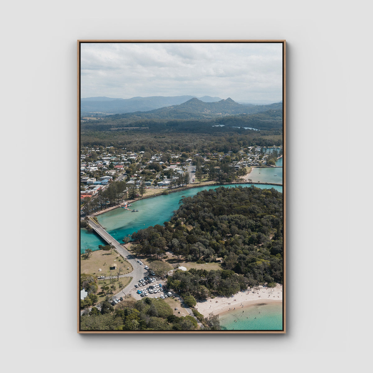 Brunswick From Above - Fine Art Print - Float Frame Canvas - Raw Oak - Portrait