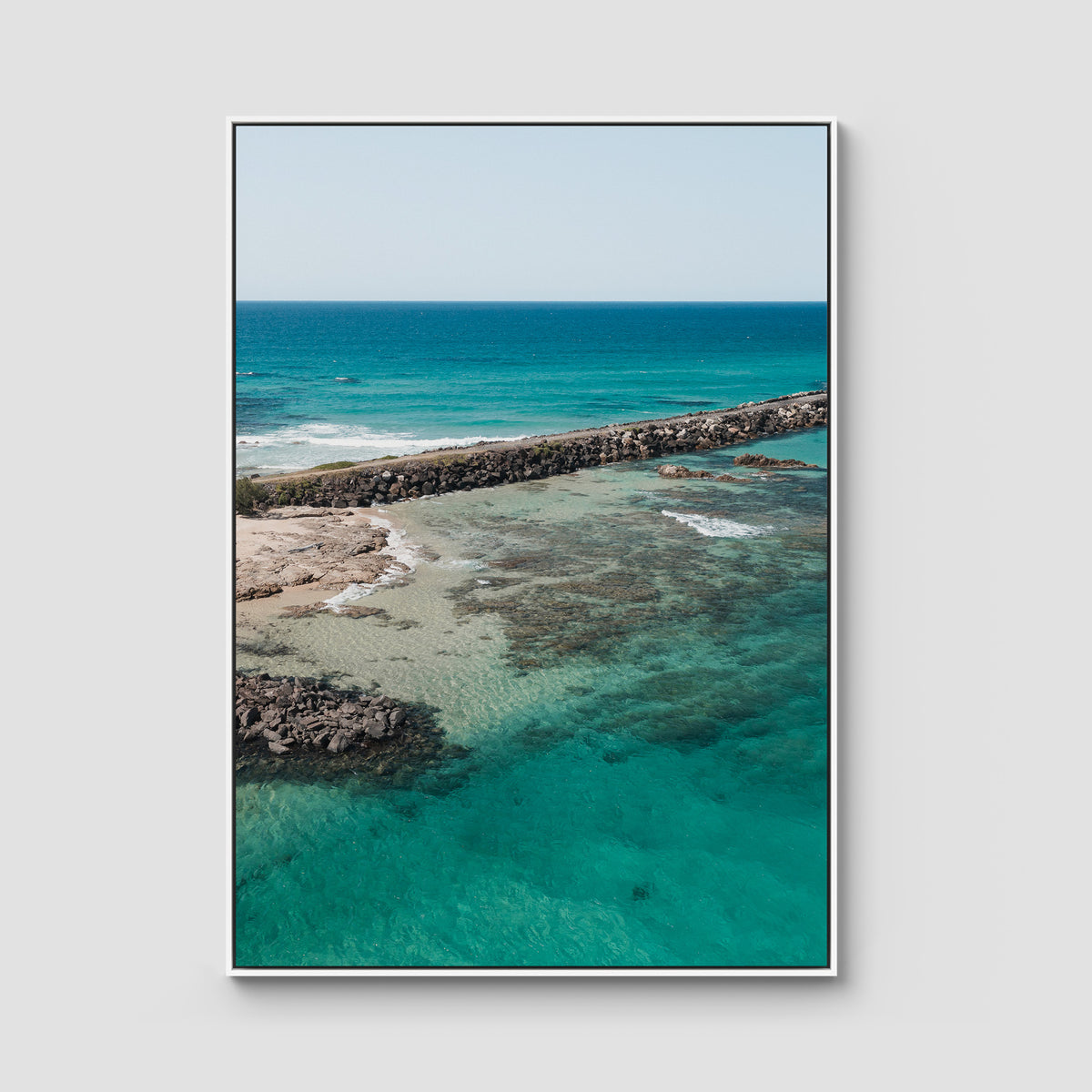 Brunswick Breakwater - Fine Art Print - Float Frame Canvas - White - Portrait