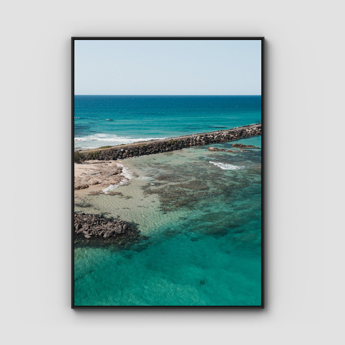 Brunswick Breakwater - Fine Art Print - Float Frame Canvas - Black - Portrait