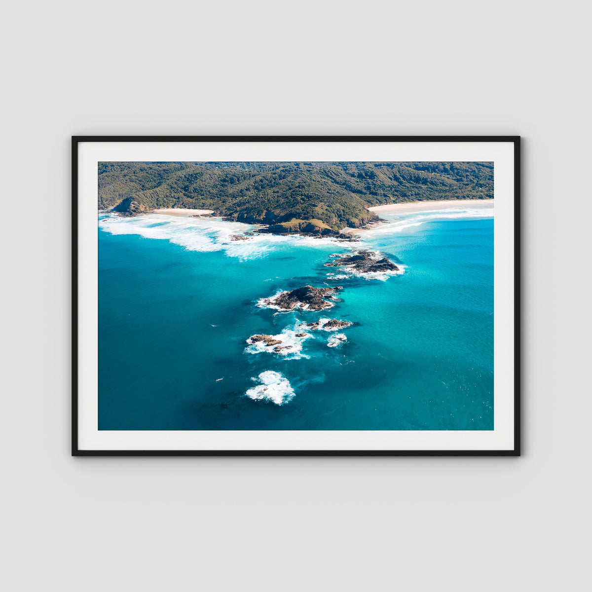 Broken Head Bombies - Byron Bay - Art Print - Traditional Frame - Black - Landscape