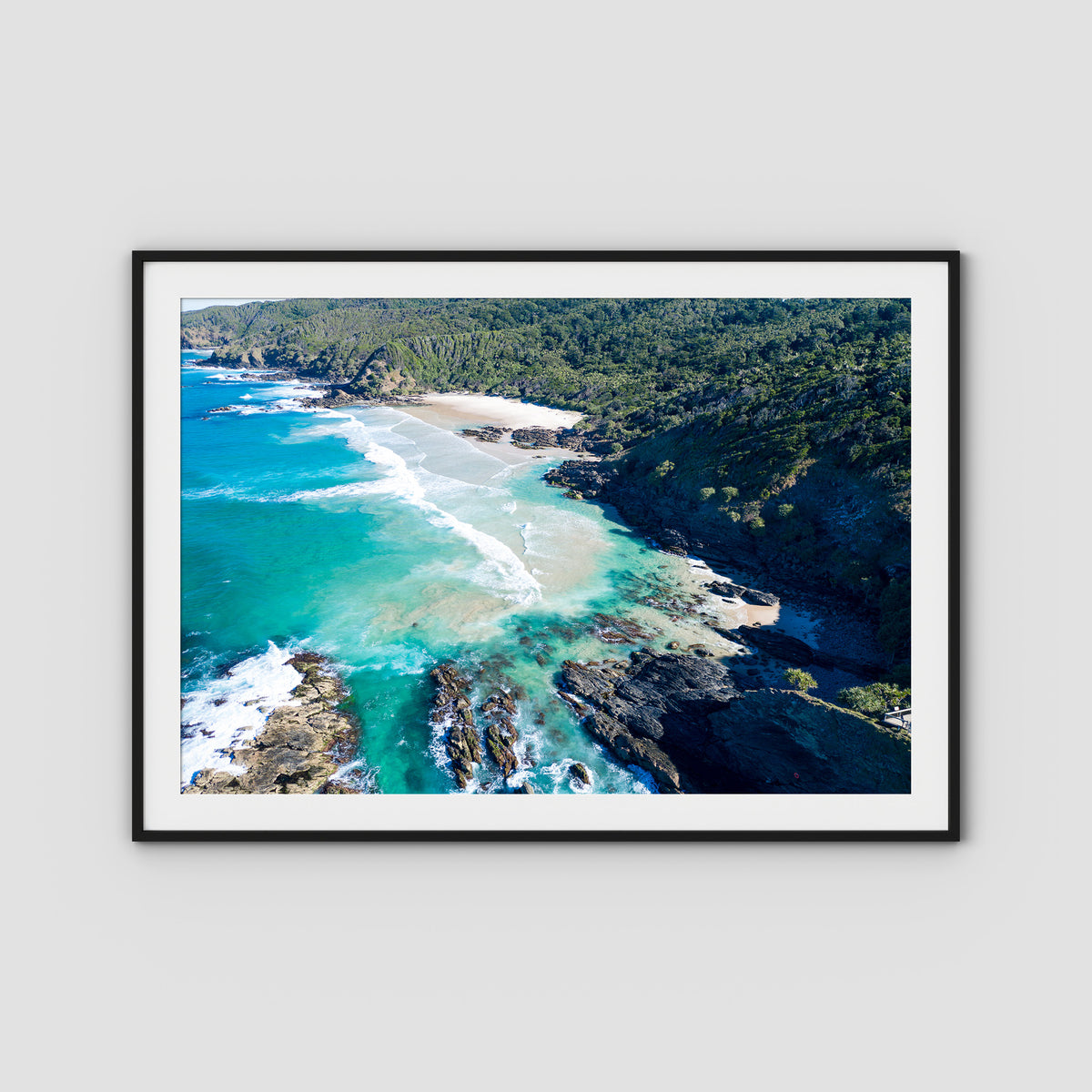 Whites Beach - Byron Bay - Art Print - Traditional Frame - Black - Landscape