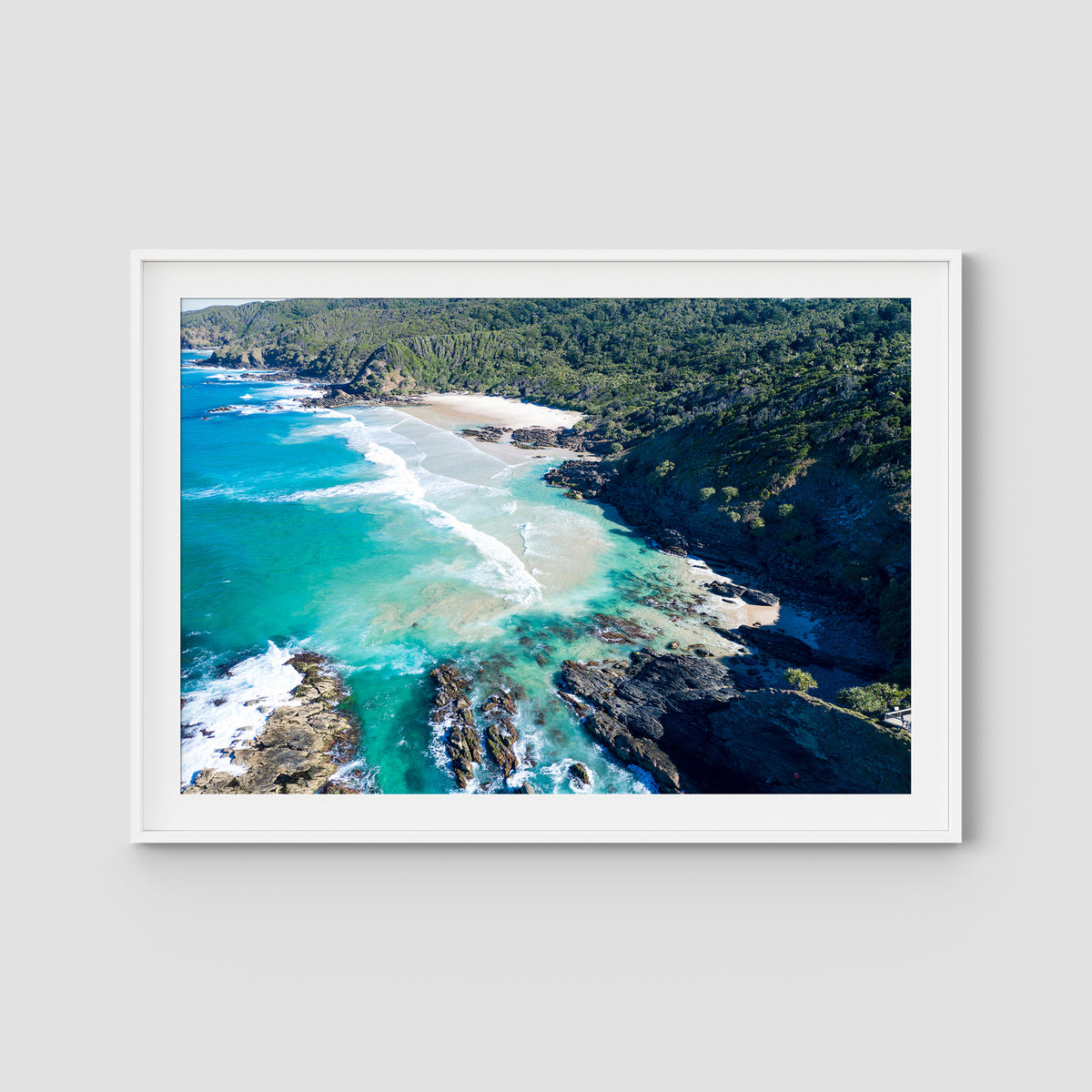 Whites Beach - Byron Bay - Art Print - Traditional Frame - White - Landscape
