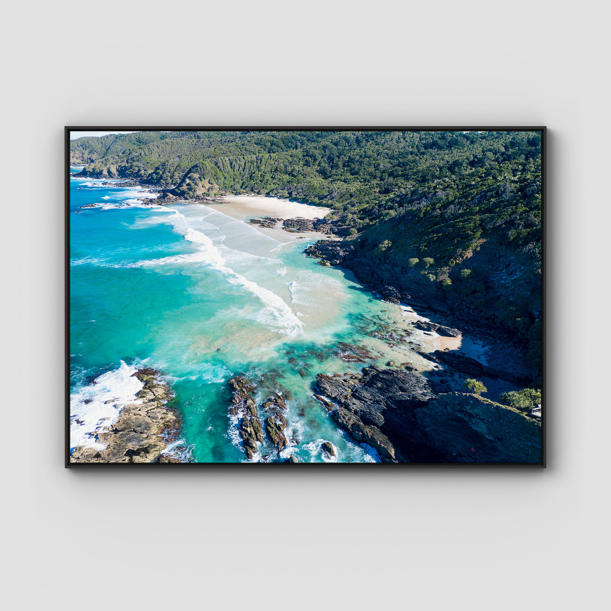 Whites Beach - Byron Bay - Art Print - Float Frame Canvas - Black - Landscape