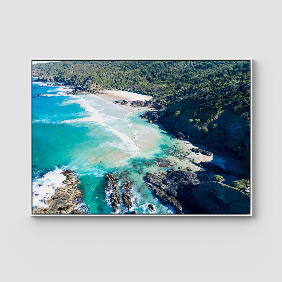 Whites Beach - Byron Bay - Art Print - Float Frame Canvas - White - Landscape