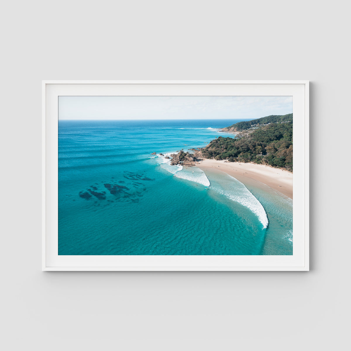The Pass iiii - Byron Bay - Art Print - Traditional Frame - White - Landscape