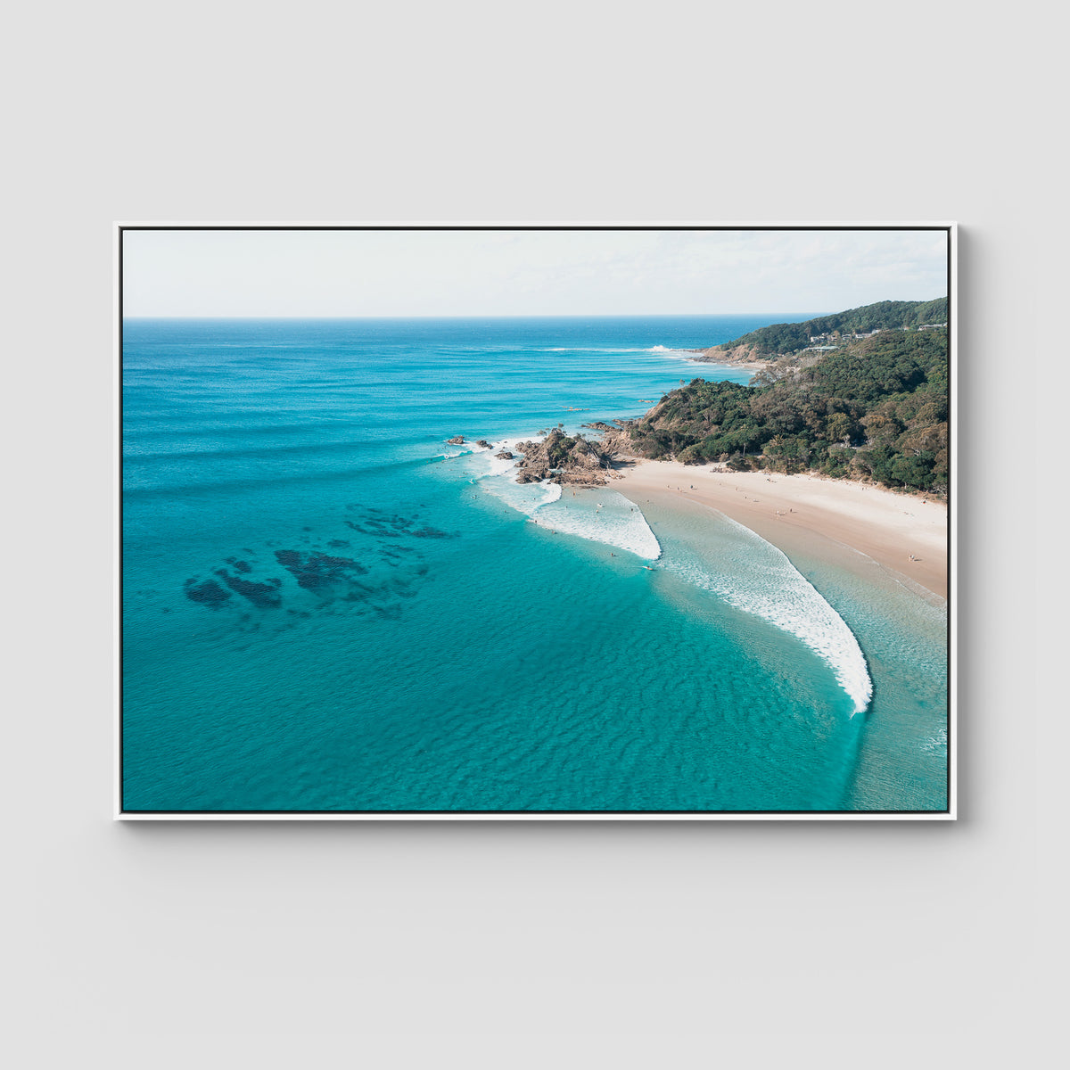 The Pass iiii - Byron Bay - Art Print - Float Frame Canvas - White - Landscape