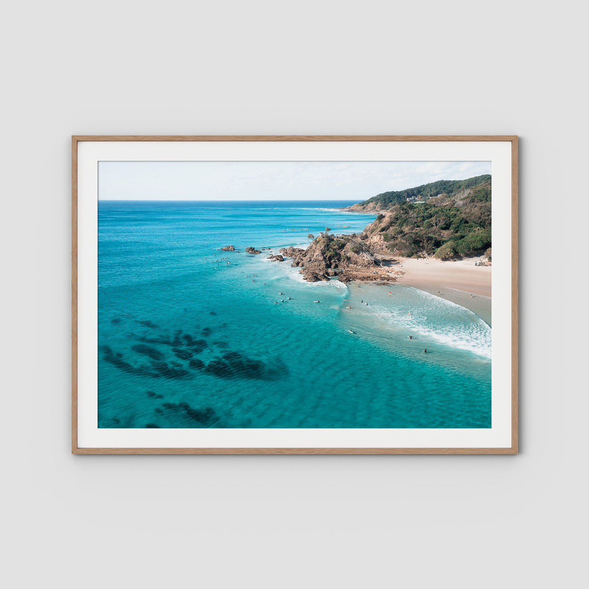 The Pass iii - Byron Bay - Art Print - Traditional Frame - Raw Oak - Landscape