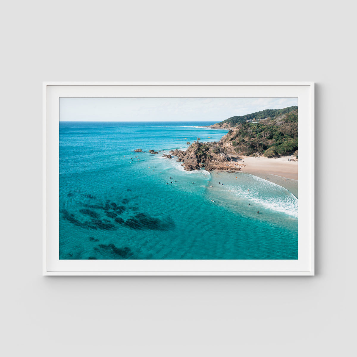The Pass iii - Byron Bay - Art Print - Traditional Frame - White - Landscape