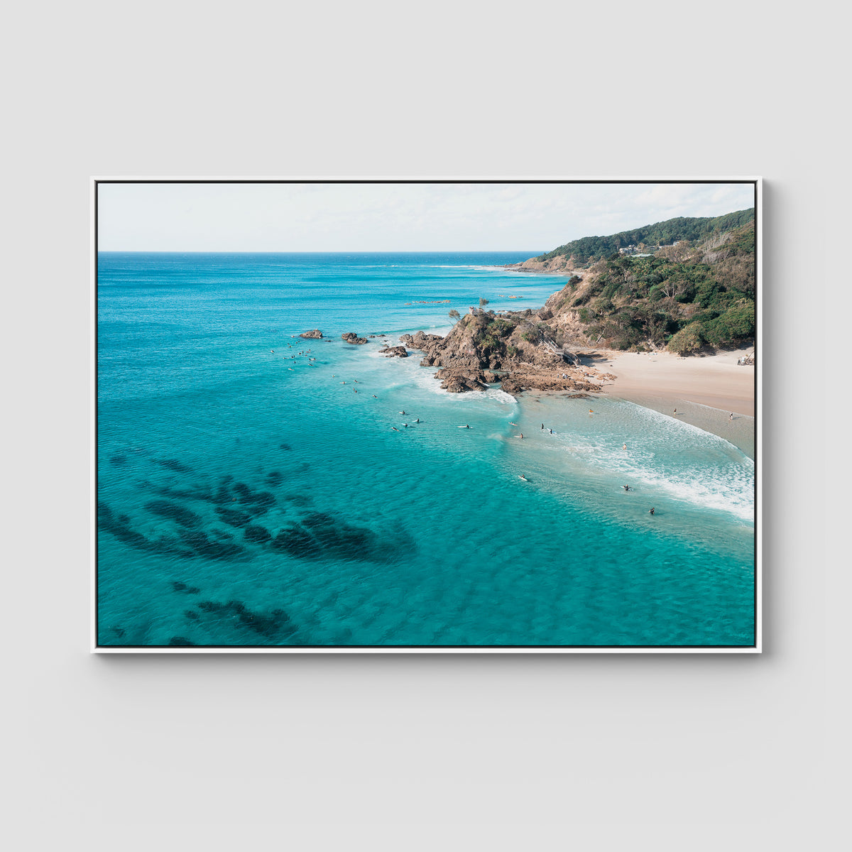 The Pass iii - Byron Bay - Art Print - Float Frame Canvas - White - Landscape