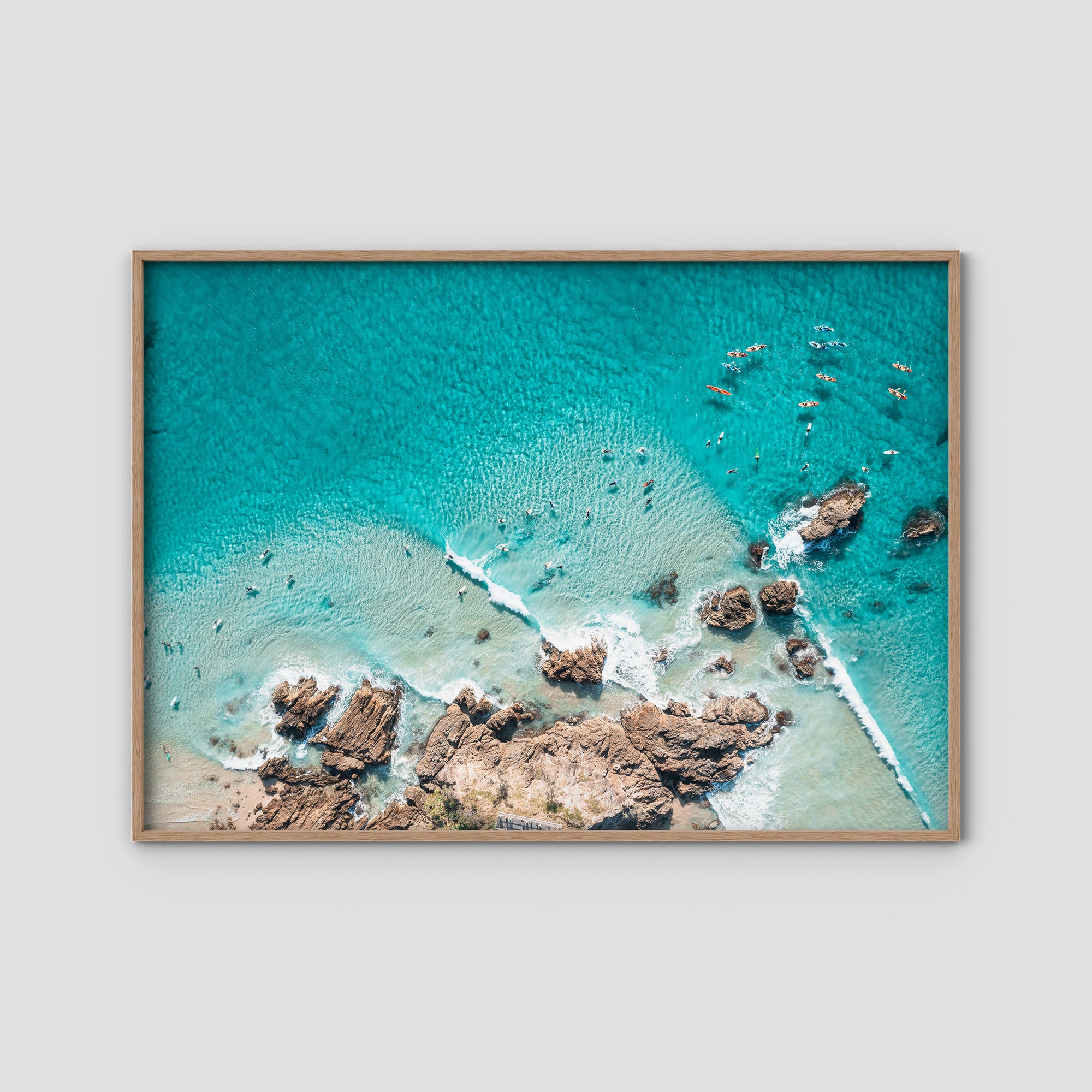 The Pass, Surfers &amp; Kayaks - Byron Bay - Art Print Tidaltones