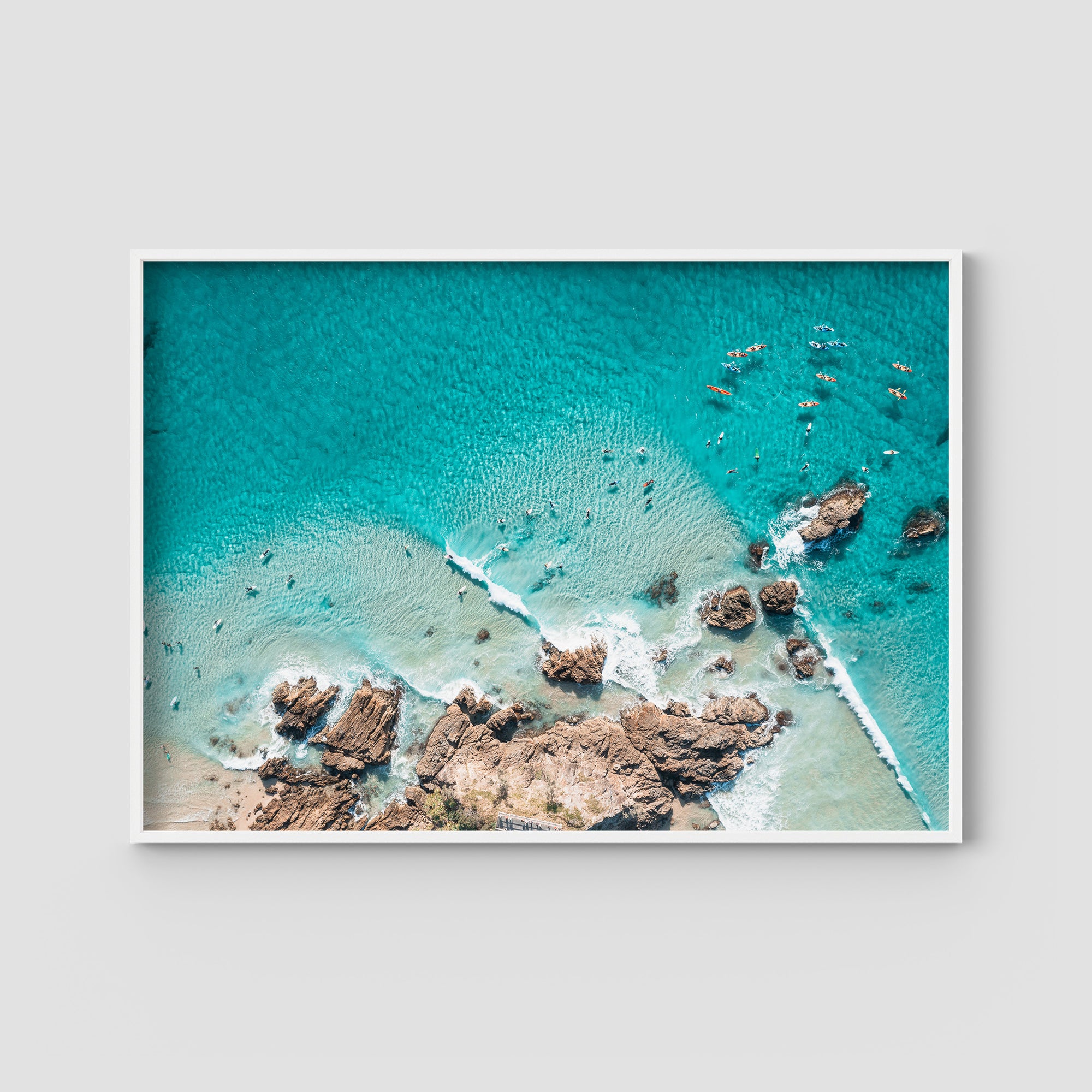 The Pass, Surfers &amp; Kayaks - Byron Bay - Art Print Tidaltones