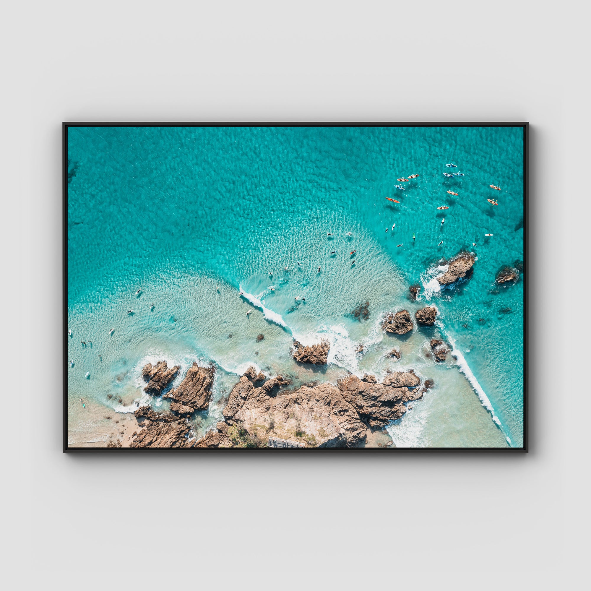 The Pass, Surfers &amp; Kayaks - Byron Bay - Art Print Tidaltones