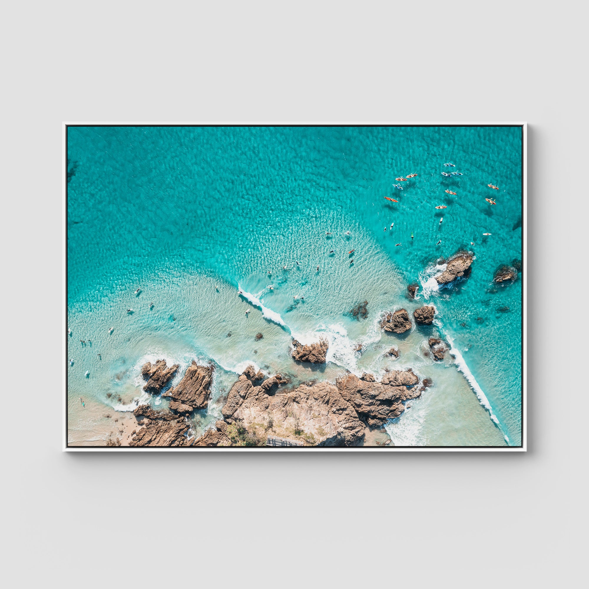 The Pass, Surfers &amp; Kayaks - Byron Bay - Art Print Tidaltones