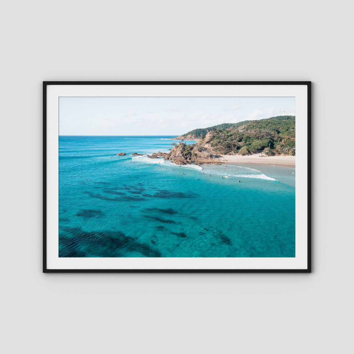 The Pass Surfer's Perspective - Byron Bay - Art Print - Traditional Frame - Black - Landscape