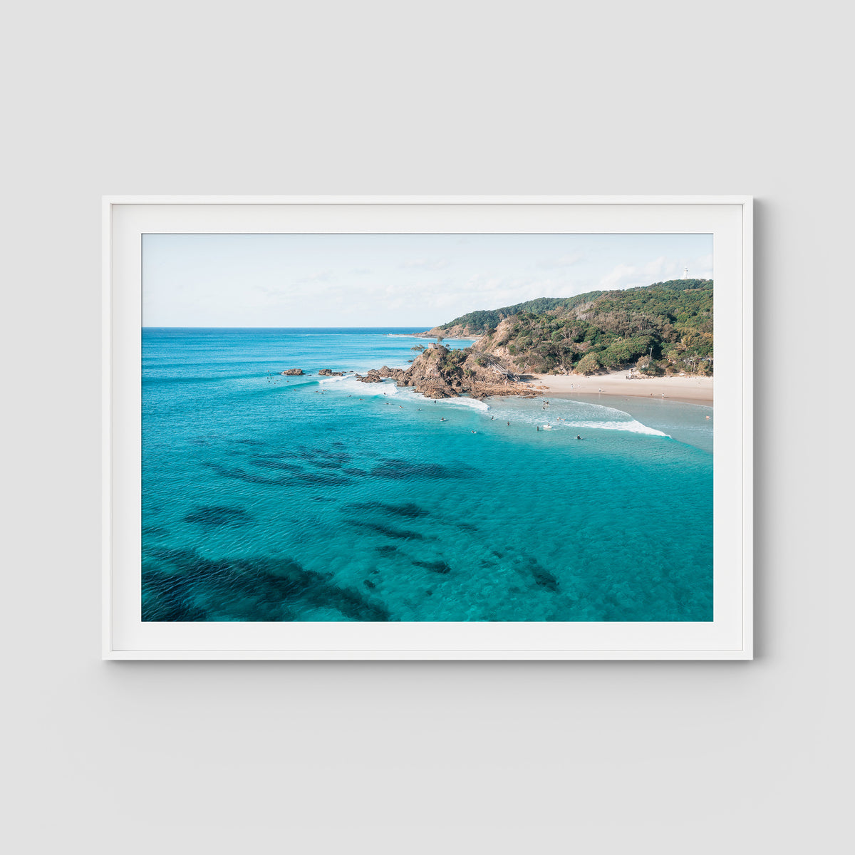 The Pass Surfer's Perspective - Byron Bay - Art Print - Traditional Frame - White - Landscape