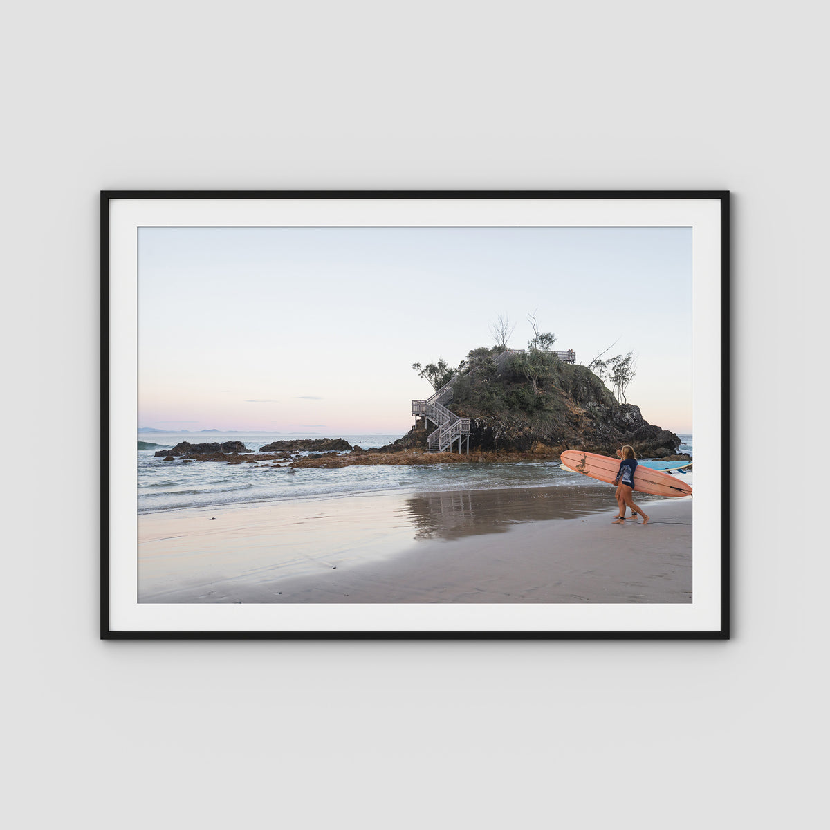 The Pass Early Morning - Byron Bay - Art Print - Traditional Frame - Black - Landscape