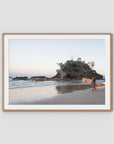 The Pass Early Morning - Byron Bay - Art Print - Traditional Frame - Raw Oak - Landscape