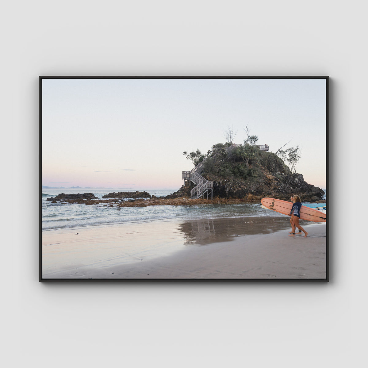 The Pass Early Morning - Byron Bay - Art Print - Float Frame Canvas - Black - Landscape