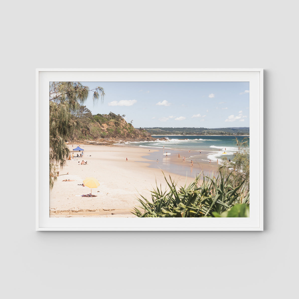 Wategos Beach - Byron Bay - Art Print - Traditional Frame - White - Landscape