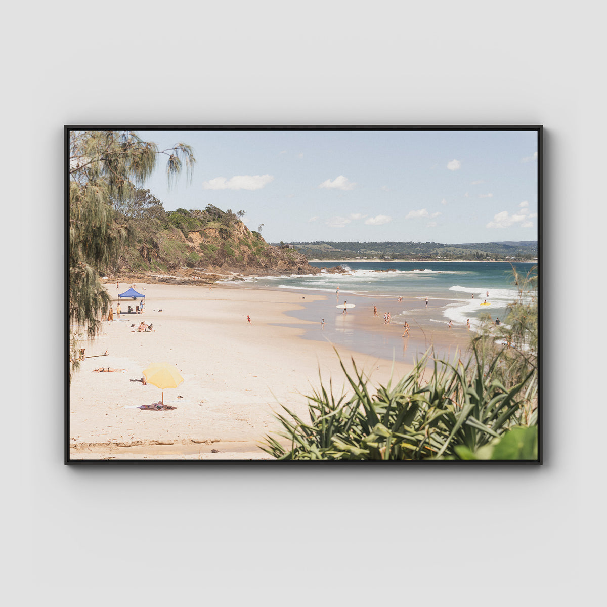 Wategos Beach - Byron Bay - Art Print - Float Frame Canvas - Black - Landscape
