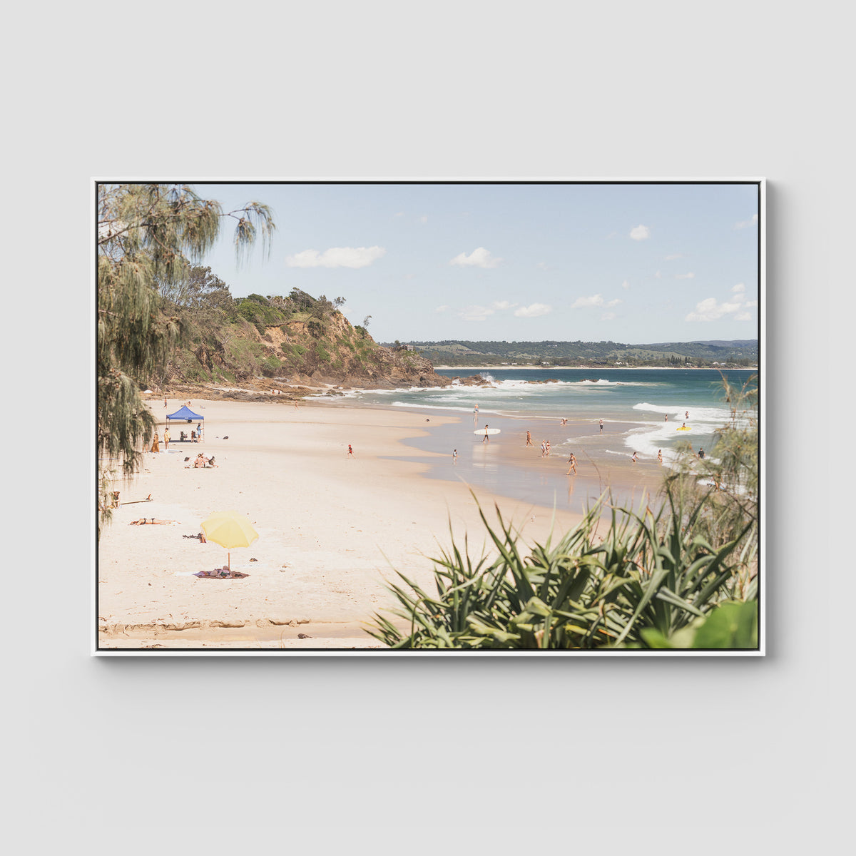 Wategos Beach - Byron Bay - Art Print - Float Frame Canvas - White - Landscape