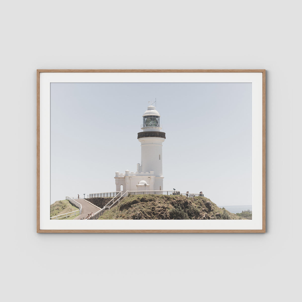 Byron Bay Lighthouse - Art Print - Traditional Frame - Raw Oak - Landscape