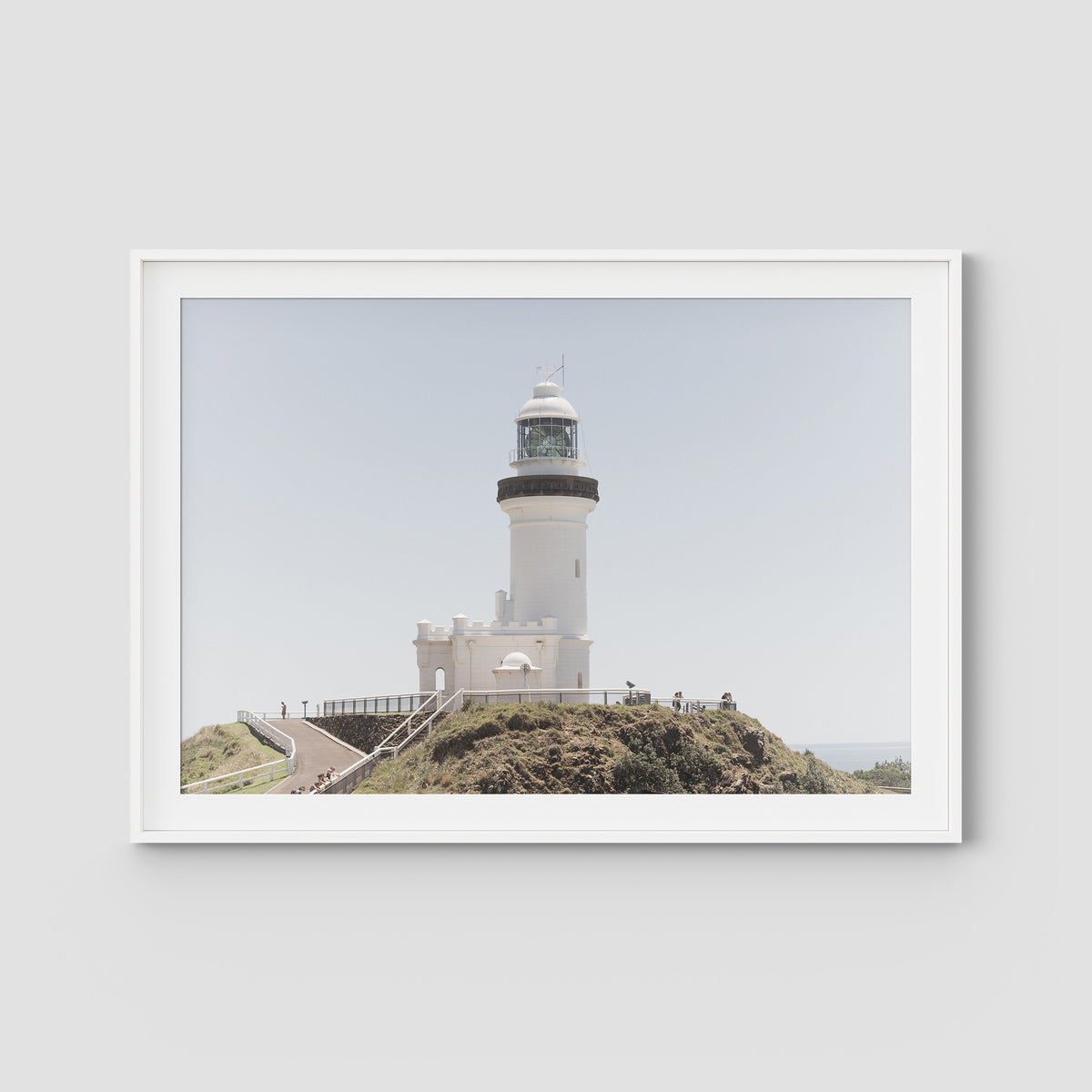 Byron Bay Lighthouse - Art Print - Traditional Frame - White - Landscape