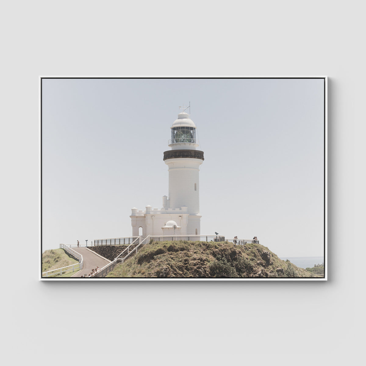 Byron Bay Lighthouse - Art Print - Float Frame Canvas - White - Landscape