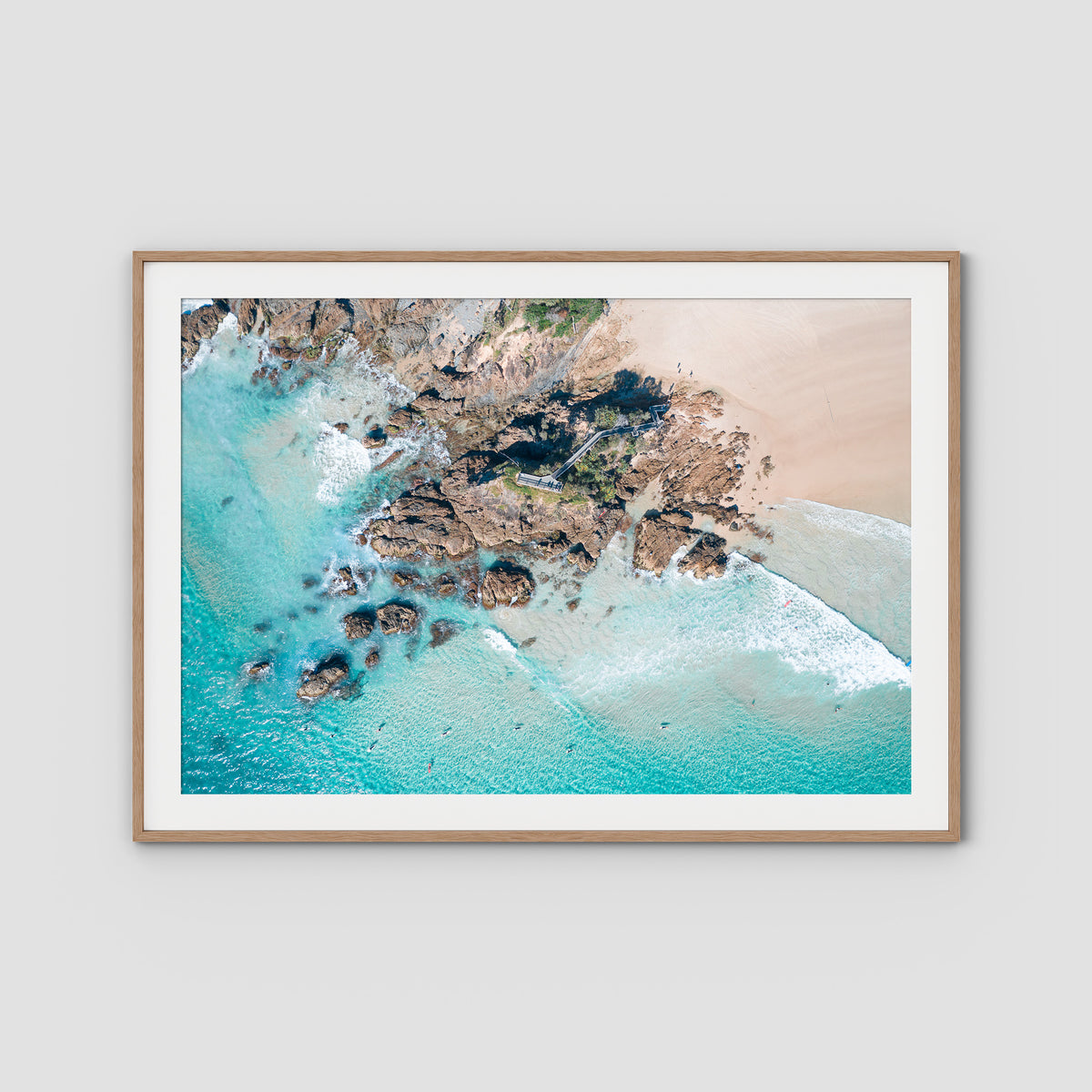 The Pass Lines ii - Byron Bay - Art Print - Traditional Frame - Raw Oak - Landscape
