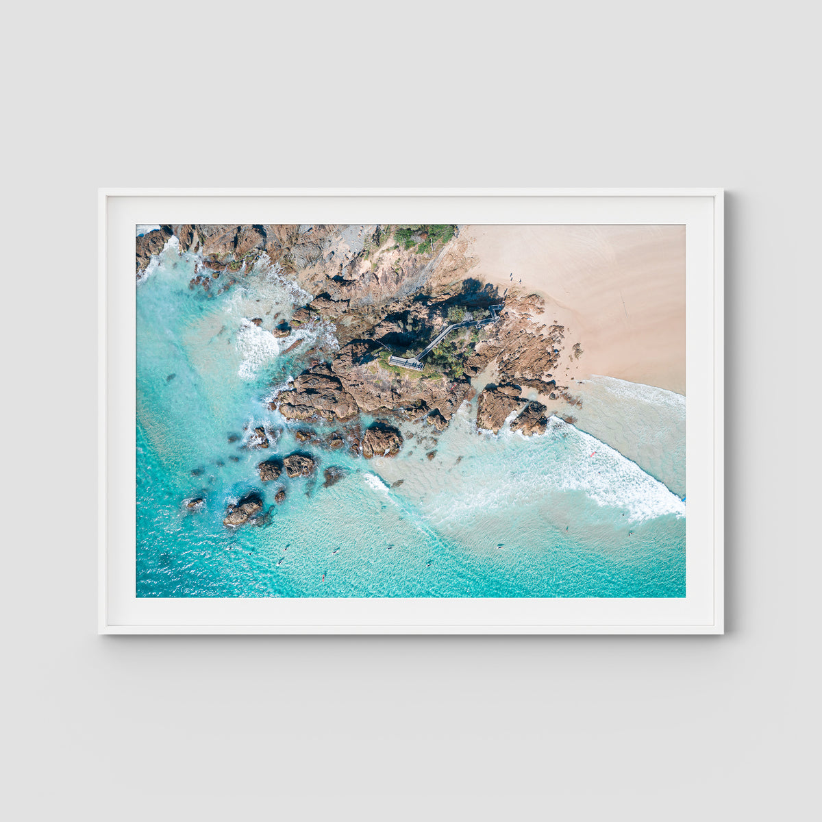 The Pass Lines ii - Byron Bay - Art Print - Traditional Frame - White - Landscape