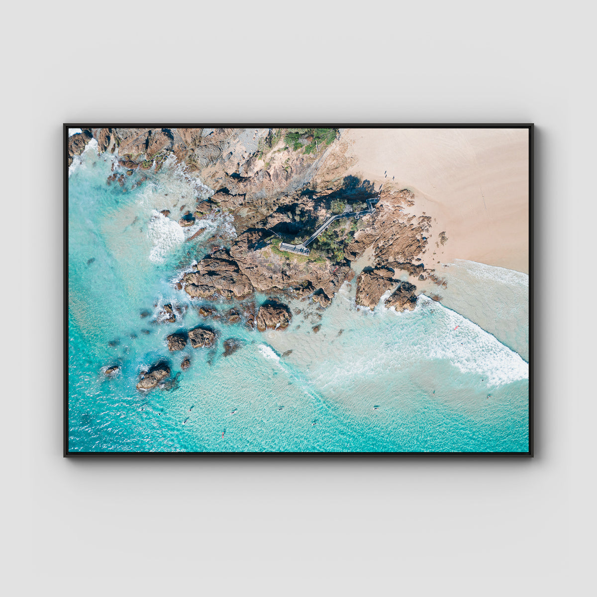 The Pass Lines ii - Byron Bay - Art Print - Float Frame Canvas - Black - Landscape