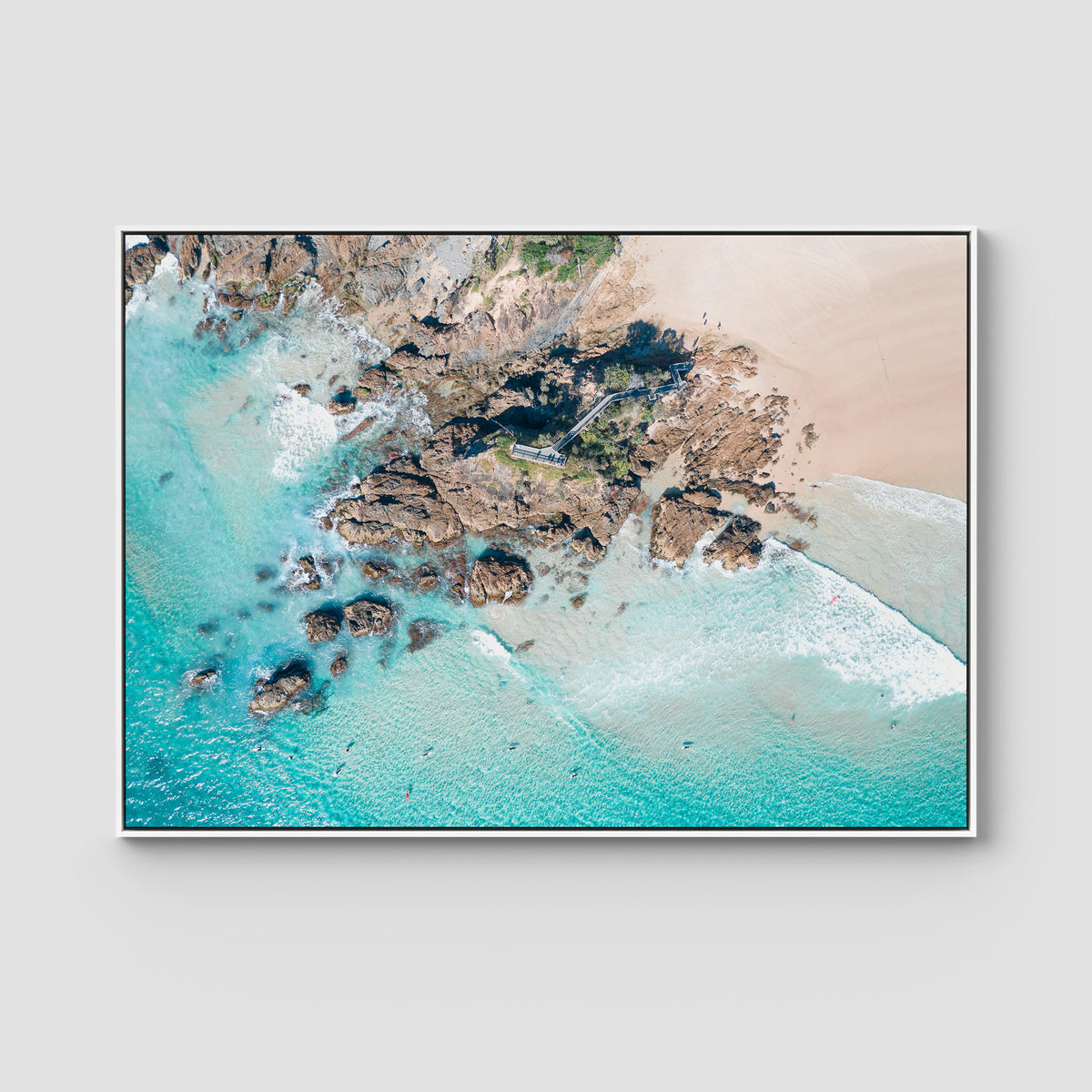 The Pass Lines ii - Byron Bay - Art Print - Float Frame Canvas - White - Landscape